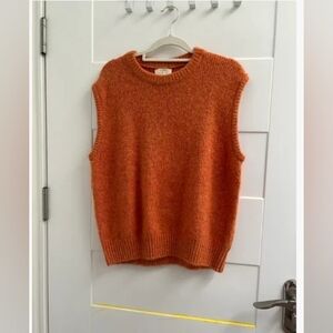 Orange Sleeveless Knit Sweater